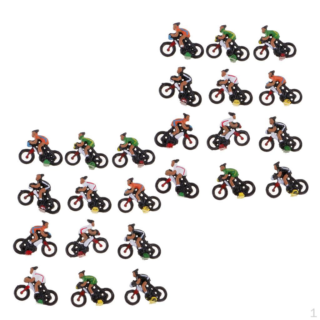 

24 штуки Миниатюрная модель велосипедиста 1/87 Сделай сам Ландшафтные макеты стола