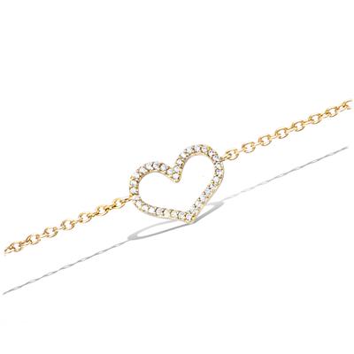 [Q6849] - Gold Plated Bracelet 'Love' White Gold - Heart 12x9 Mm