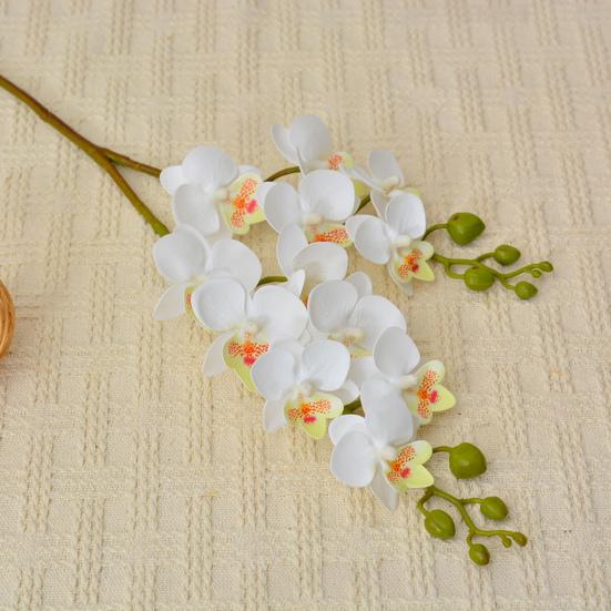 Artificial Moth Orchids 2 Fork Realistic Fake Silk Flower Wedding Party Home Office Table Centerpiece Faux Phalaenopsis Floral Branch Decoration