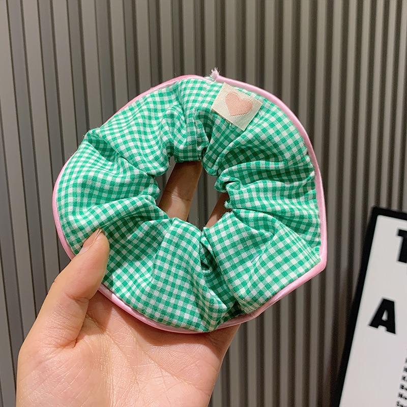 Kawaii Plaid Scrunchies Women Girls Child Cute Elastic Hair Rubber Bands Accessories Tie Hair Ring Rope Headdress Ornament