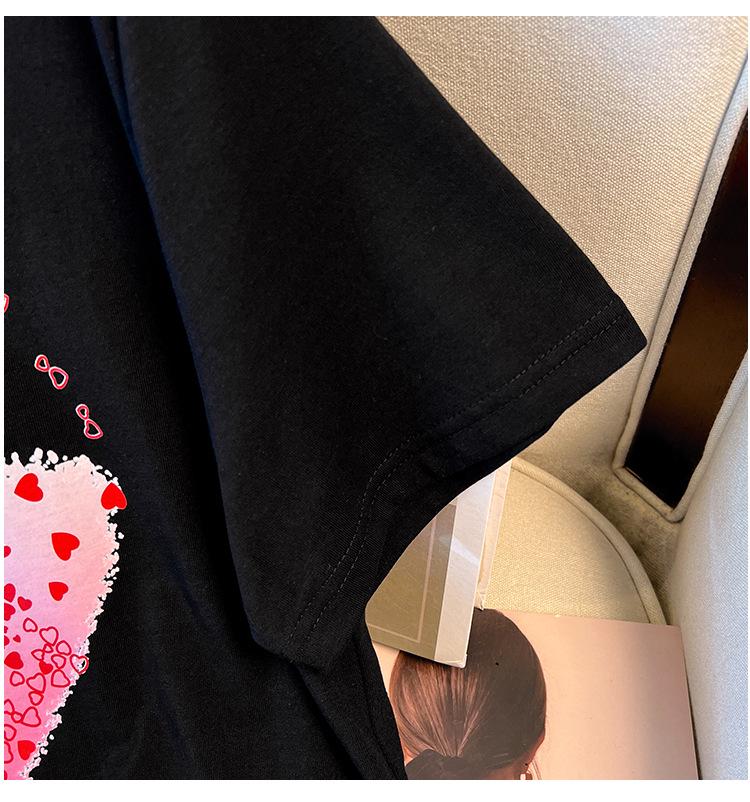 Plus Size Loose Fit Mid-Length Round Neck Short-Sleeve T-Shirt for Women