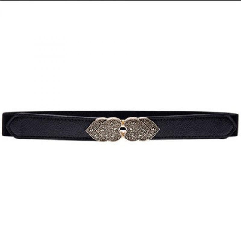 Womens Stylish Pu Elastic Waist Belt Versatile For Dresses And Skirts In Black Minimalist