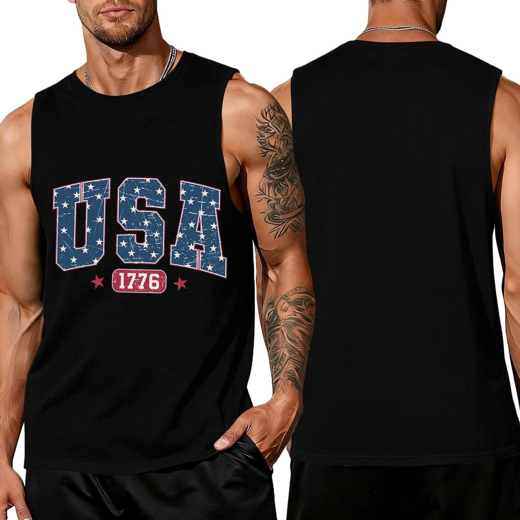 Men's Sleeveless Tank Top Casual Loose Fit Summer Daily Wear Lightweight Breathable Fabric Printed Design