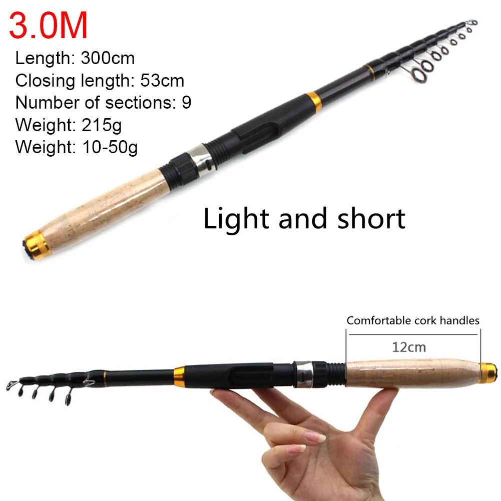 0.6-3m Telescopic Fishing Rod Cork Handle Small Short Sea Pole Carbon Fiber Portable Mini Spinning Pole Fishing Accessories