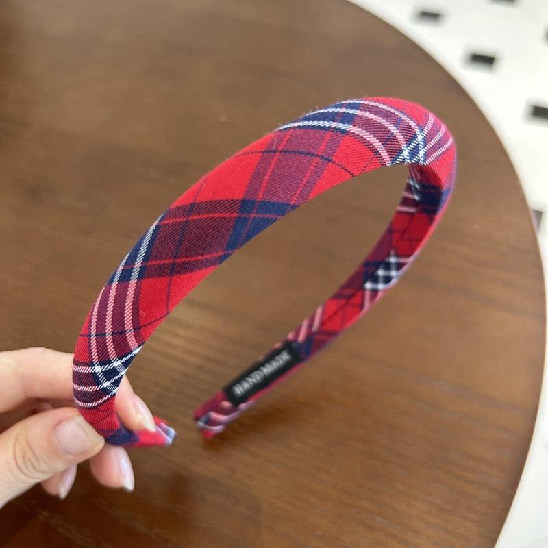 1.5CM Women Girls Vintage Plaid Hairbands Sponge Padded British Style Hair Hoop Female Casual Hair Accessories Lattice Head Wear