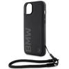 BMW Bmhcp15S23Rmrlk Iphone 15 / 14 / 13 6.1 Czarny/Black Hardcase Skóra Sygnowana Logotyp Sznurek