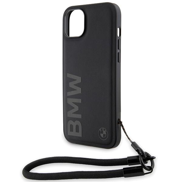 BMW Bmhcp15S23Rmrlk Iphone 15 / 14 / 13 6.1 Czarny/Black Hardcase Skóra Sygnowana Logotyp Sznurek