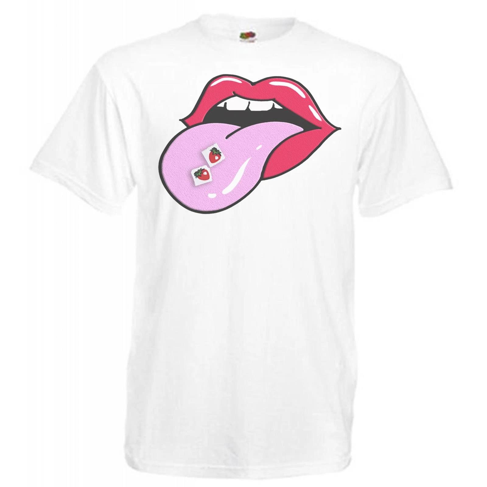 

Adults LSD Strawberry Acid Double Drop Blotter Rave Unisex White 100% Cotton T-shirt Mens Tees Top 2XL