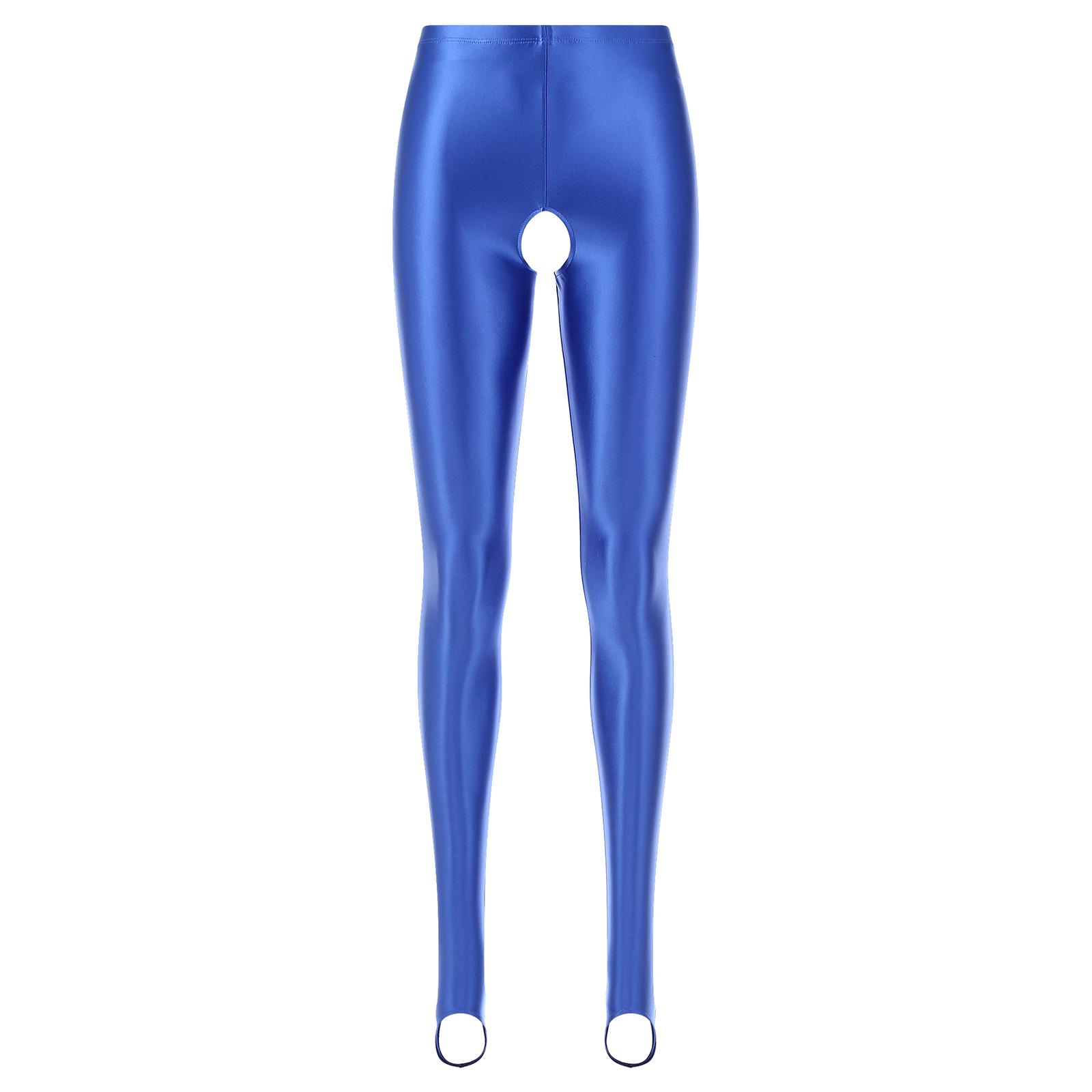 

Женские гладкие облегающие брюки с эластичным поясом и бретелями для штрипок, идеально подходящие для фитнеса или модного стиля M синий