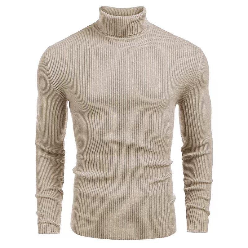 Men's High Neck Sweater Pullover Knitted Warm Casual Men Clothing Knitted Sweater Men