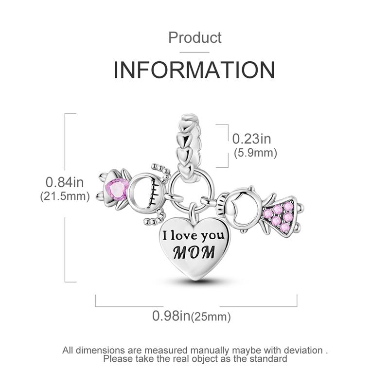 Charm Bead Charms Authentic copper Daughters pendant Mothers Day Bead Charms Compatible With Bracelets Women Jewellery Diy Fine Gift Accessory