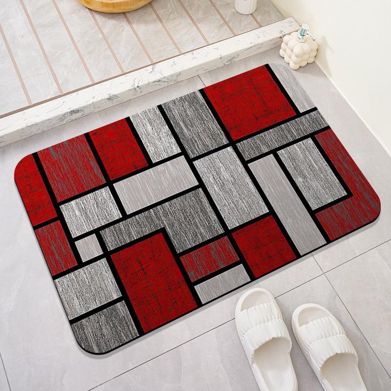 Moderní Geometrická Rohožka Color Block Neklouzavá Omyvatelná Abstraktní Čtvercová Vstupní Rohožka do Koupelny Kuchyňská Podlahová Rohožka Domácí Dekorace