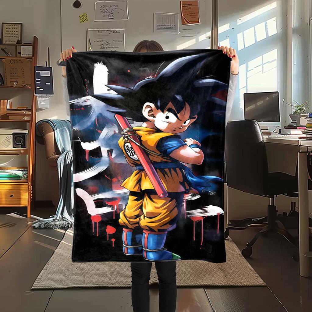 1 pièce Couverture en Flanelle avec Impression Son Goku, Haute qualité Toutes Saisons, Décoration de Maison, Chaleur et Confort, Parfait pour les Cadeaux de Noël