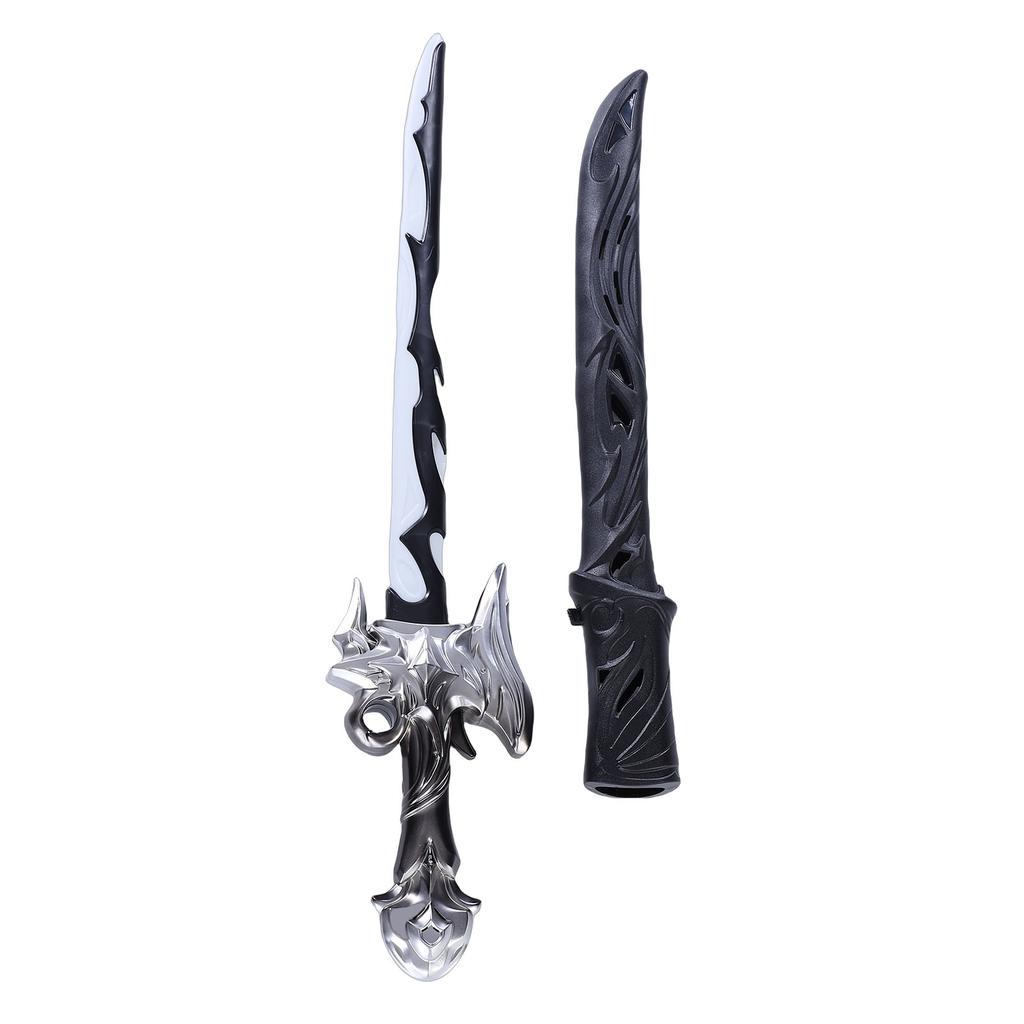 Light Up Sword Toy RGB LED Lighted Saber with Sound Sensor Sheath for Cosplay Party Display Birthday Gifts Silver