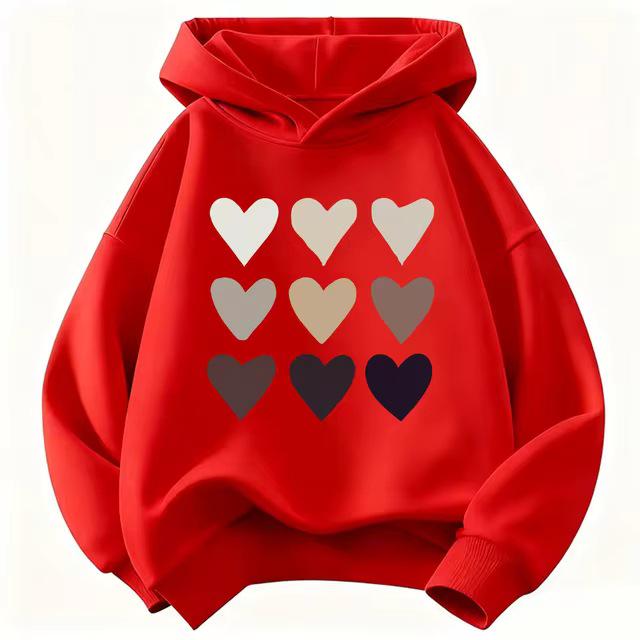 Kinder Niedlicher Herz-Harajuku-Hoodie - Jungen & Mädchen Herbst/Winter Lässiger Pullover
