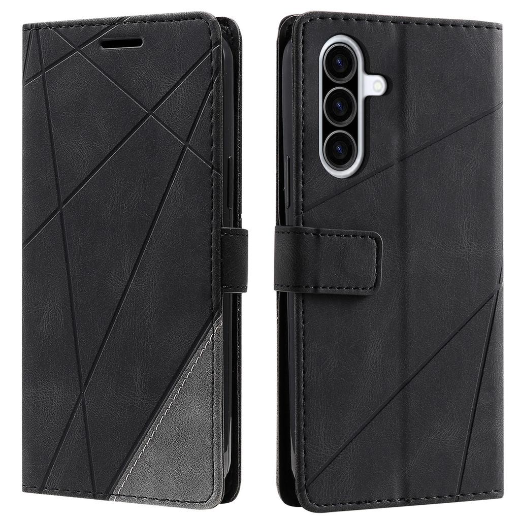 For Samsung Galaxy A26 5G Case Imprinted Lines PU Leather Splicing Wallet Phone Cover