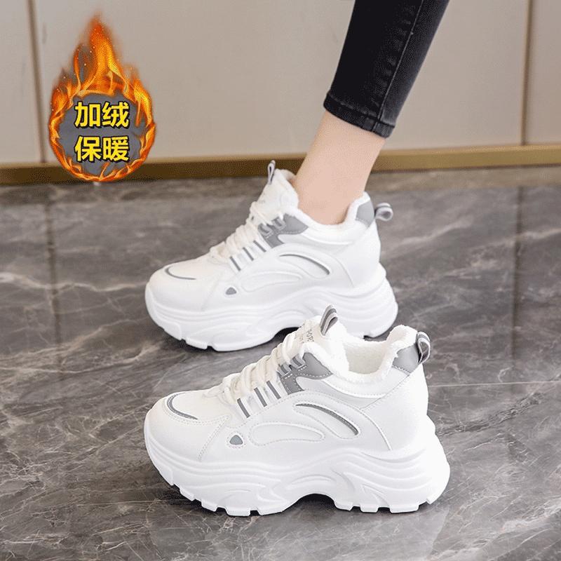 Dad shoes autumn and winter new velvet warm two cotton shoes thick-soled inner height-increasing sports shoes