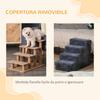 Portable 4-Step Dog Ladder, Removable Velvet Fabric and Wood, 60x35x44 cm, Dark Grey