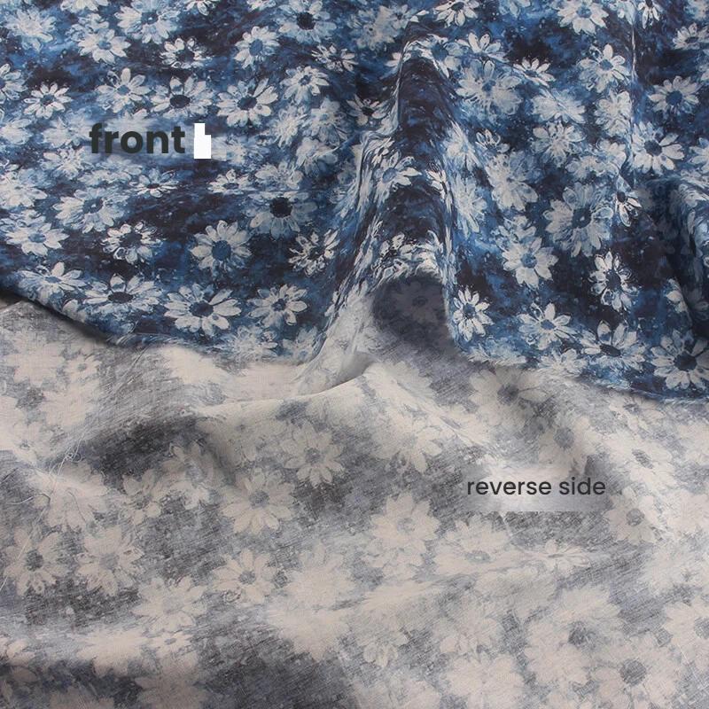 Imitation Tie Dye Blue Dye Floral Print Cotton Poplin Thin Fabric for DIY Children Clothes Handmade Accessories Cotton Fabric