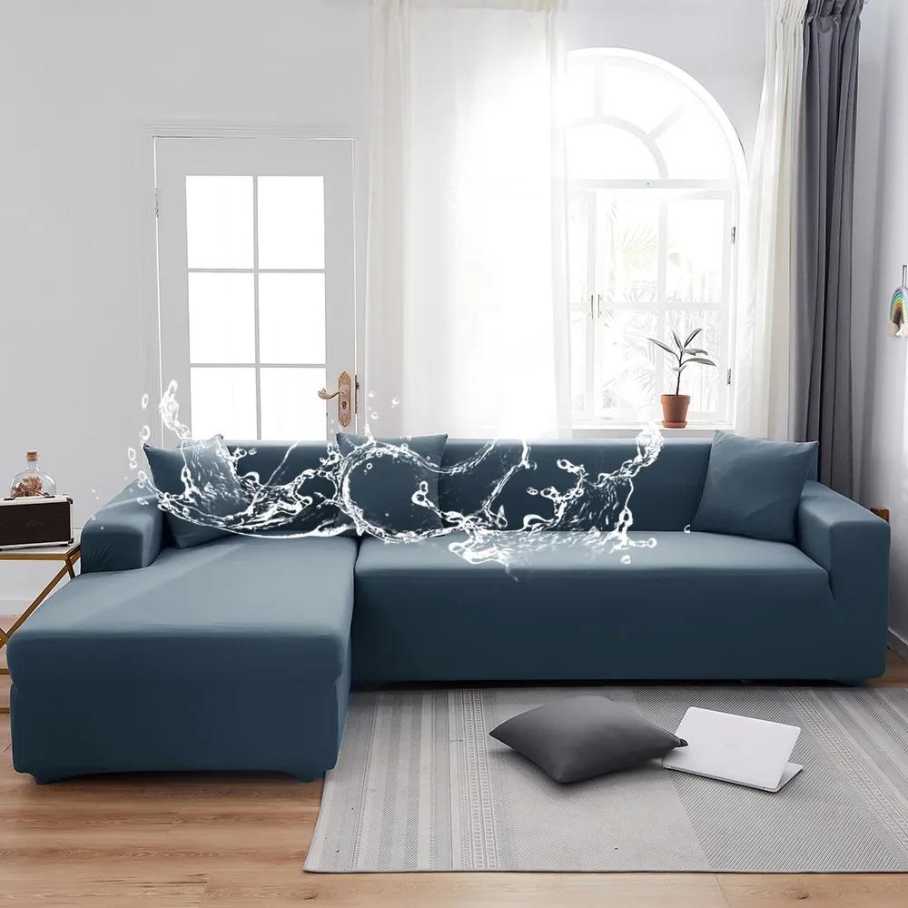 Waterproof Sofa Covers 1/2/3/4 Seats Elastic Solid Couch Cover L Shaped Sofa  Cover Protector Bench Covers