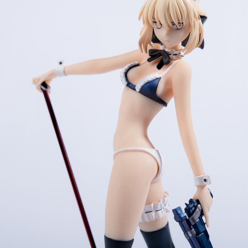 24CM Fate/Grand Order Anime Figure Saber Altria Pendragon Swimwear Maid Ver Pvc Action Figure Collectable Model Toys Figurine