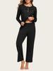 European & American Women's Fashion: Autumn 2025 2-Piece Pajama Set – Casual Long Sleeve Top & Pants with Pockets