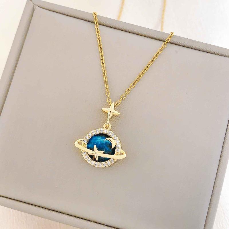 Necklace Accessory - Planet Necklace for Women. New Style Necklace. Versatile and High-end. Lockbone Chain Accessory.