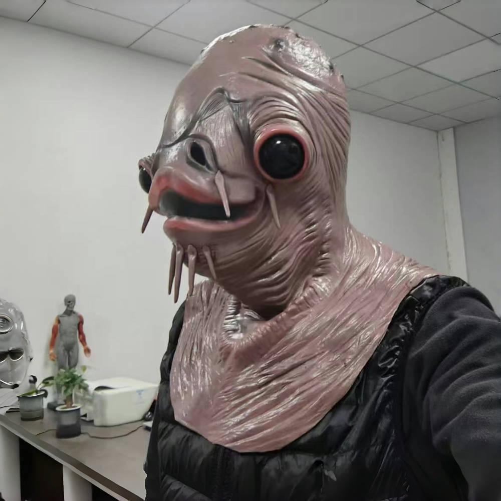 Horror Catfish Latex Mask Novelty Fish Head Cosplay Prop for Halloween Masquerade Party Monster Costume Accessory