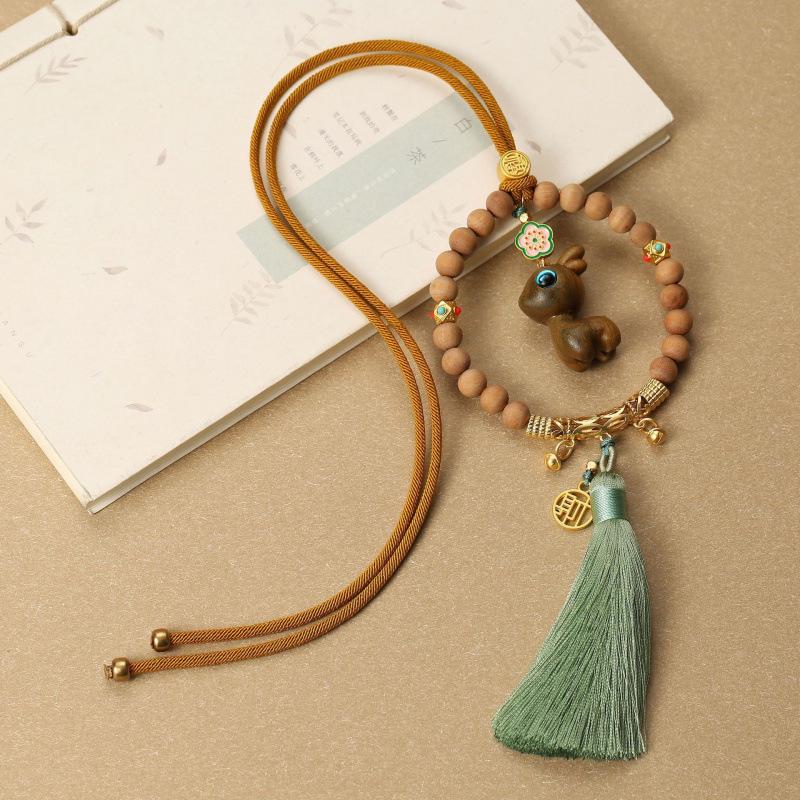 Sandalwood Deer Car Pendant: Cute Rearview Mirror Ornament for Men & Women