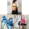 Loopy Hello Kitty Stitch Cartoon Plush Soft Round Bag With Zipper Closure For Daily Use