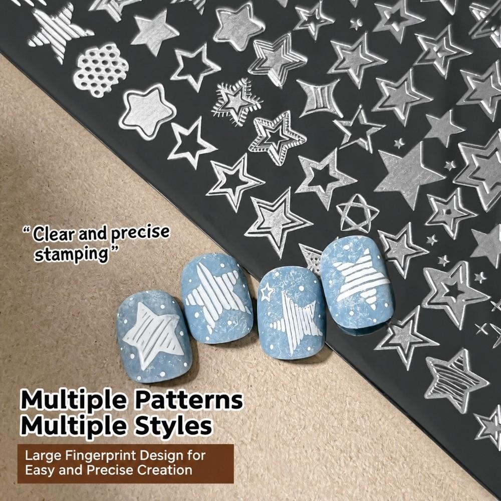Star Moon Nail Stamping Plates Rectangle Shape Silicone Stamp Printing Template  Manicure Tools