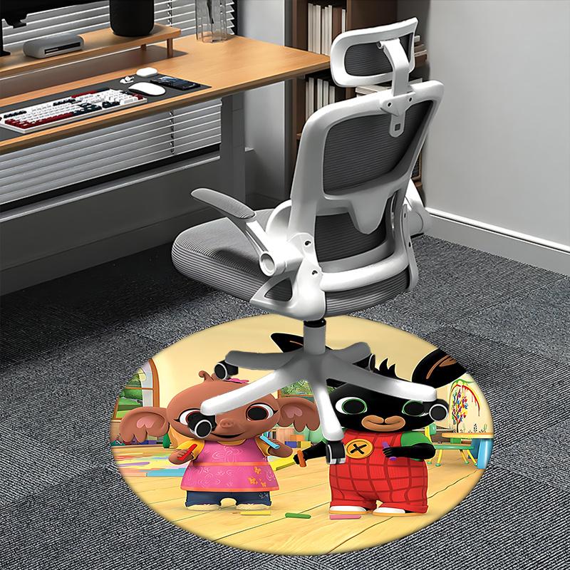 

Bing & Bubbles Chair Mat Round Carpet - Cute Cartoon Characters Decorative Rug for Home Office Living Room Bedroom Gift0503b 80cm by 80cm