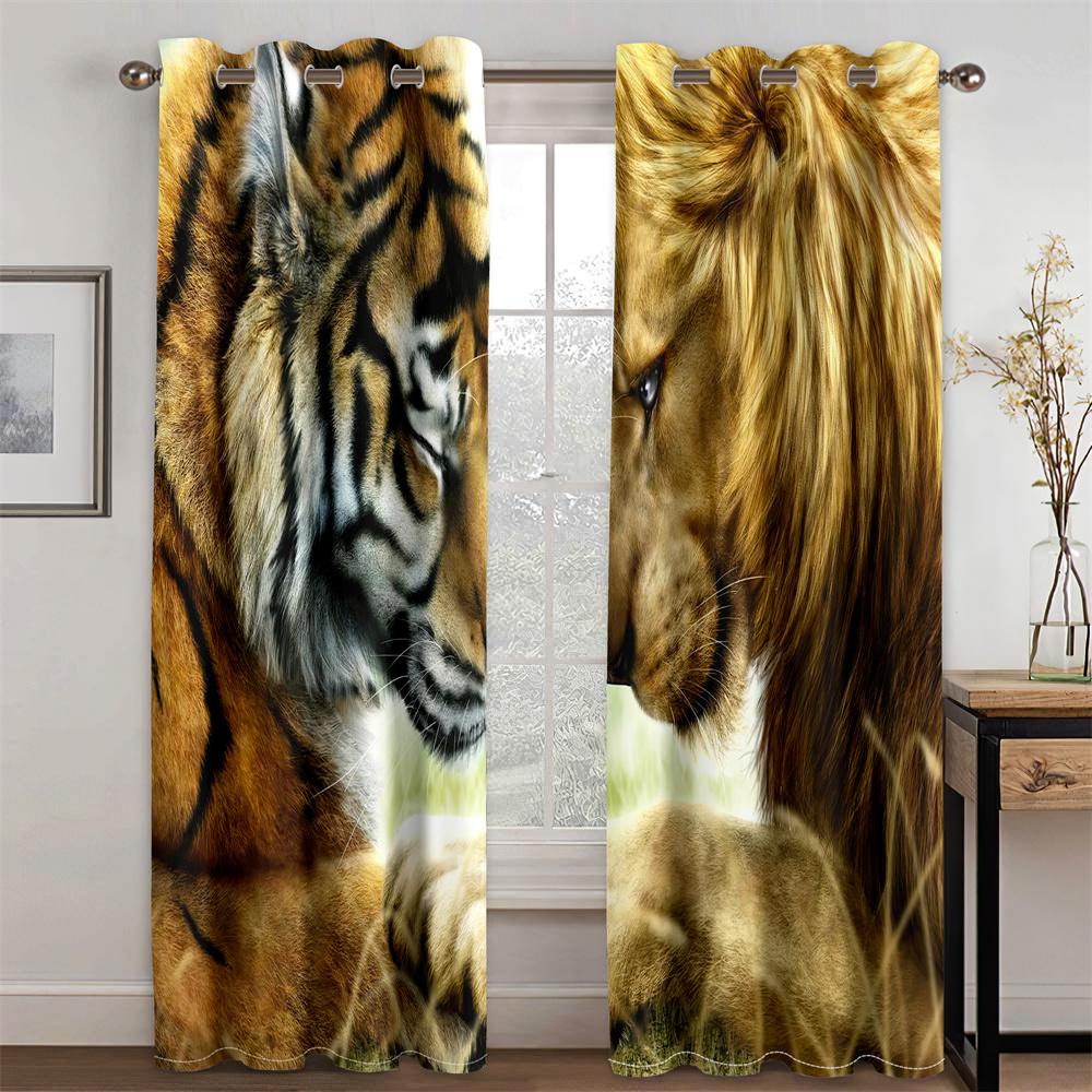 

3D Leopard Print Polyester Curtain Modern Luxury Thin Shading for Bedroom Living Room Hook Decor Fashion 100W130H(CM)40x51in&Hook