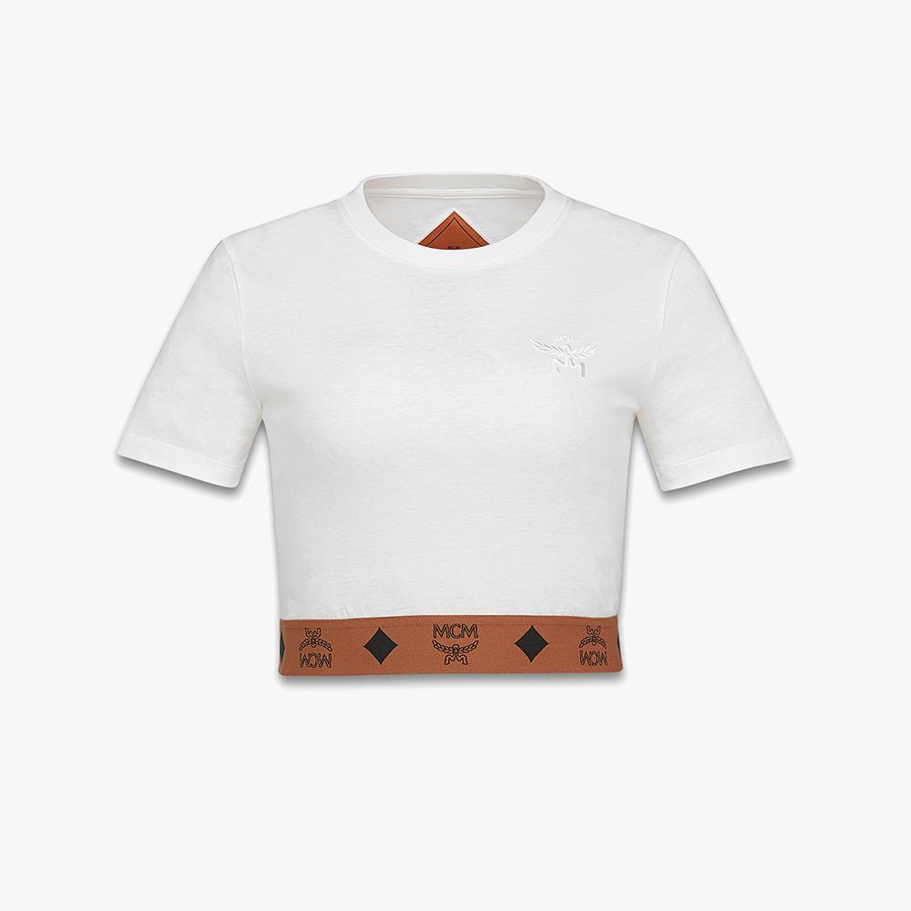 MCM Cotton Monogram Crop T-Shirt Mftgsmm05Wt