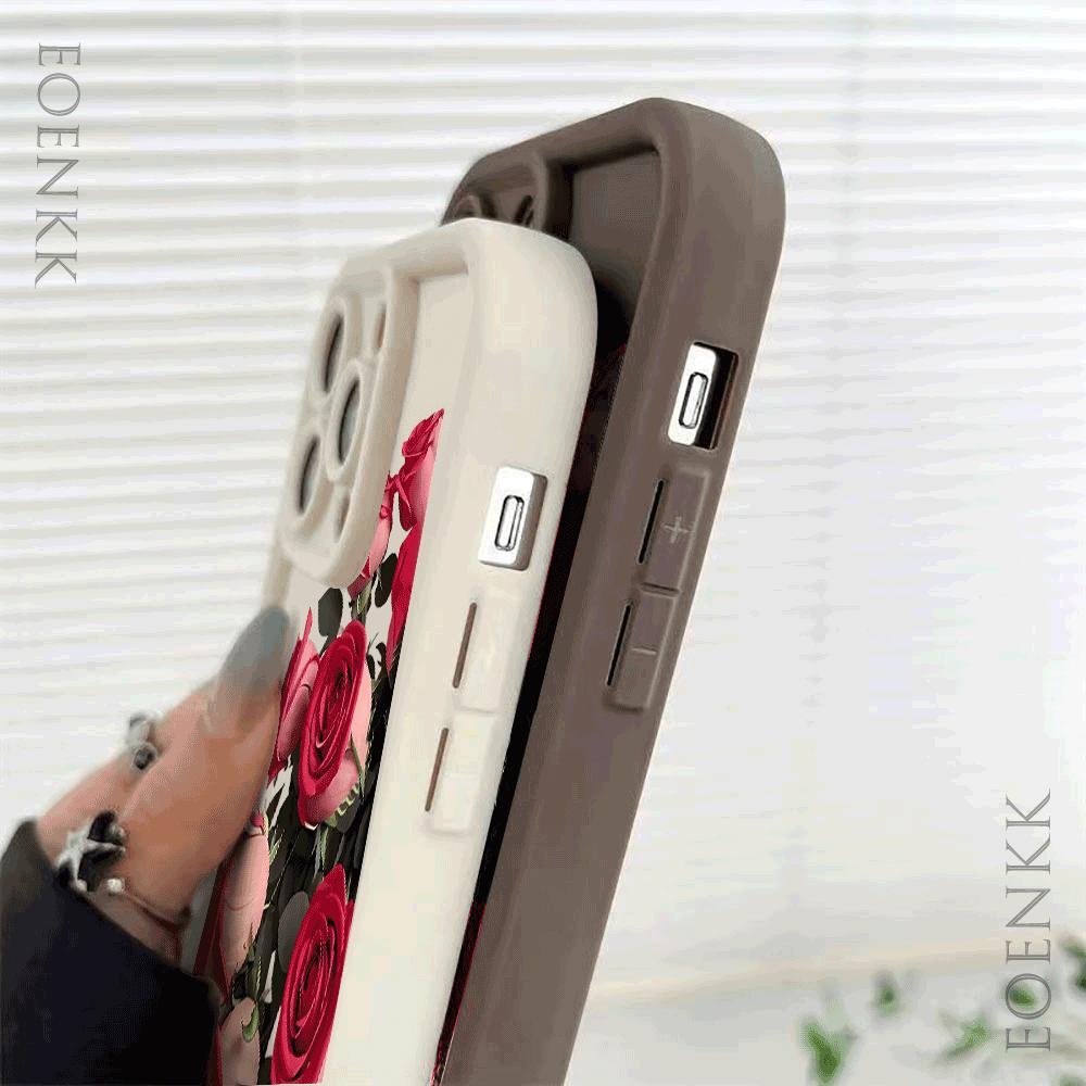 Rose Floral Pattern For iPhone 15 14 13 12 11 Pro Max XS X XR Max Mini IPhone 7 8 Plus SE 2022 Shockproof Candy Soft Cover