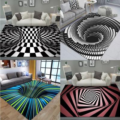 Lustiger Wohnzimmerteppich 3D Visuelle Vortex-Falle Bedruckte Fußmatte Vielseitiger Schmutzabweisender Rutschfester Teppich Heimdekoration