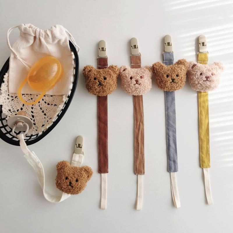 Pacifier Chain Plush Pendant Pacifier Clip Holder Soft Plush Bear Crib Hanging Decorations Infant Pacifier Accessories