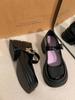 Schwarze süße und coole Mary Jane Schuhe Damen neue Plateau Erhöhung College Retro Metallschnalle kleine Lederschuhe mit Rock