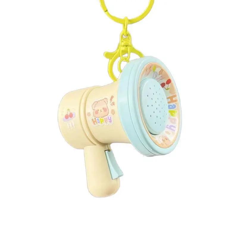 Cartoon Mini Voice Recorder Keychain Handheld Megaphone Speaker Backpack Pendant Bag Hanging Charm Kids Birthday Gift