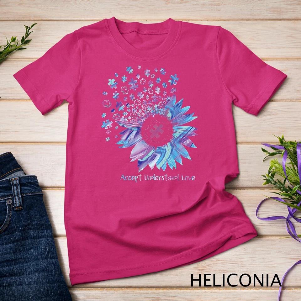 Accept Understand Love Sunflower Autism Awareness T-Shirt Unisex T-shirt 3 S