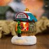 LED Light Up Christmas Ornament Resin House Shape Figurine Desktop Decoration Miniature Cottage Statue for Office