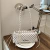 Y2k Polka Dot Shoulder Bag, Korean Fashion Elegant Underarm Bag Cute Lace Bow Decor Womens' Simple Commute Zippered Handbag