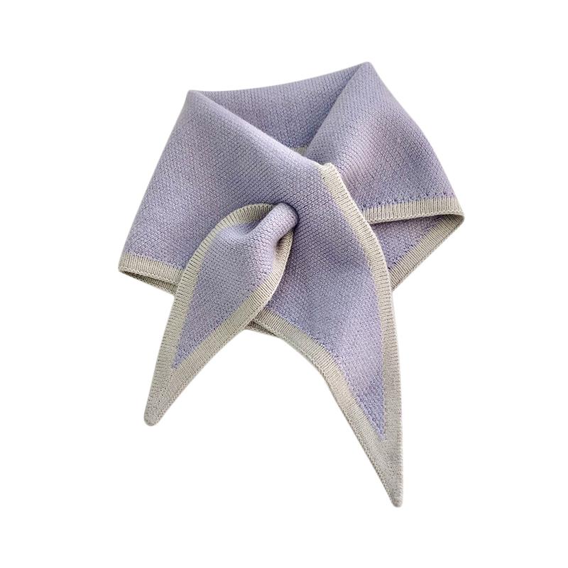 

Korean Female Solid Color Triangular Scarve Winter Woolen Knit Elastic Bow Cross Warm Scarfsoft False Collar Neck Guard Bib One Size фіолетовий