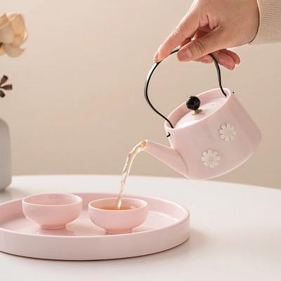 Handmade Flower Lifting Teapot for Girls Simple Ceramic Afternoon Tea Kung Fu Tea Pot Tea Cup Modern Household