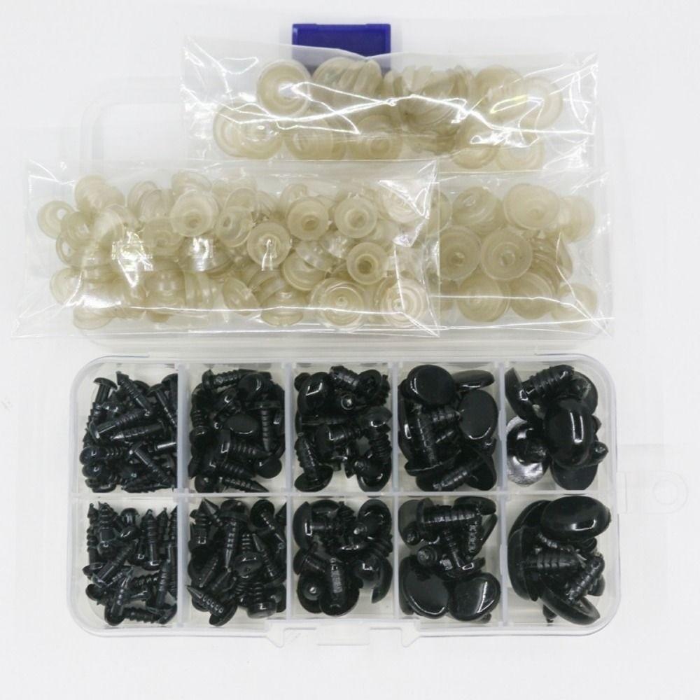 125pcs/box Oval Shape Plastic Safety Eyes Black Black Screw Eyes Plush Doll DIY Toy Eyes For Toys