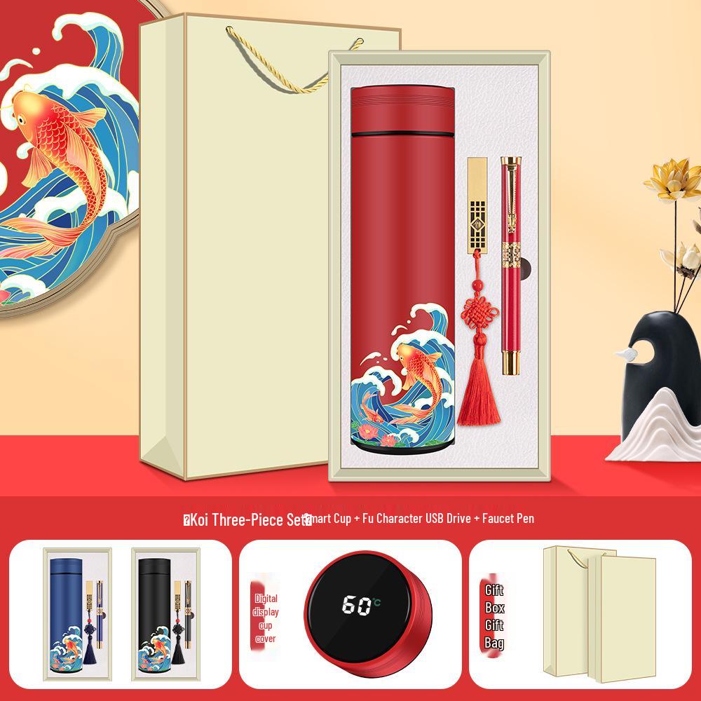 High-End Dragon Boat Festival Thermos Gift Set - Luxurious Business Souvenir for Anniversaries and Events