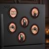 Halloween Party Supplies Retro Frame Refrigerator Magnet, Wood Oval Picture Fridge Decors Cabinet Whiteboard Magnet for Home Office Kitchen