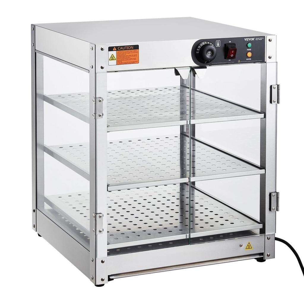 3-Tier Commercial Food Warmer Display Countertop Pizza Cabinet with Light