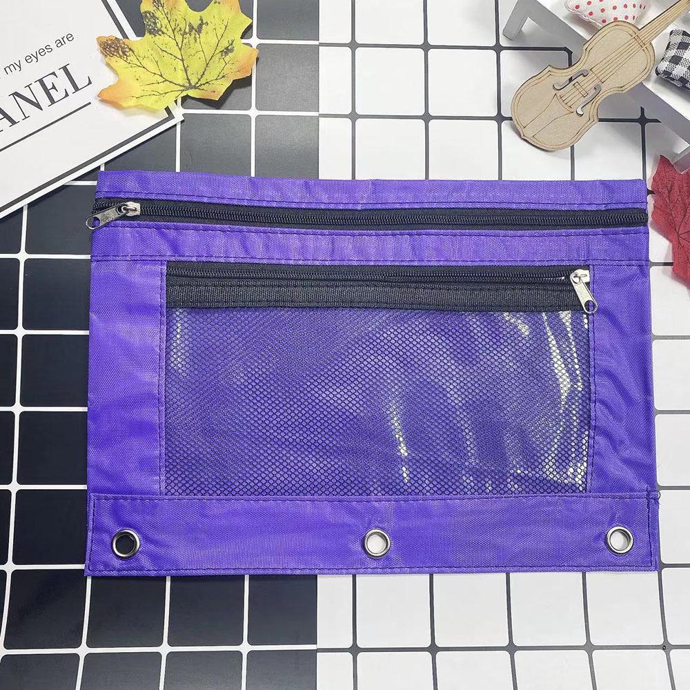 Oxford Cloth Three-Ring Binder & Pencil Case with Double Zippers