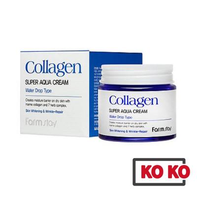 Krem Collagen Super Aqua 80ml Typ Kropel Wody / Nawilżający krem do twarzy z kolagenem o działaniu wybielającym i regenerującym